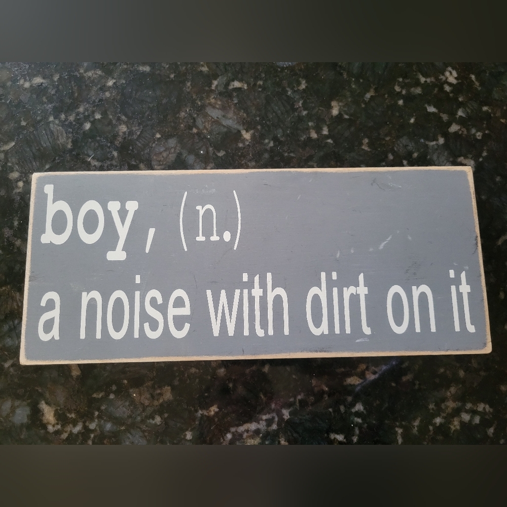 Boy. Gray & White. Noise With Dirt On It' Decorative Wall Sign - Home Wall Decor